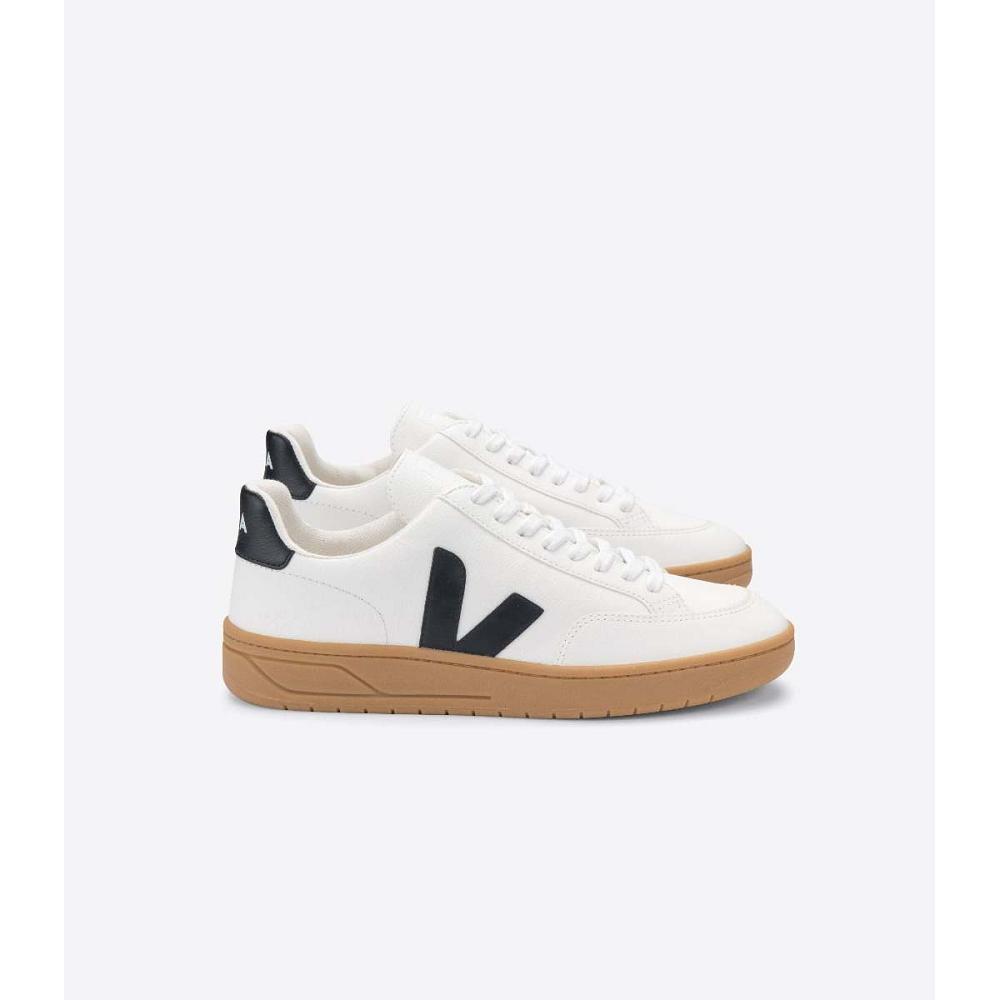 Veja V-12 LEATHER Sneakers Dames White/Black | BE 667CTV